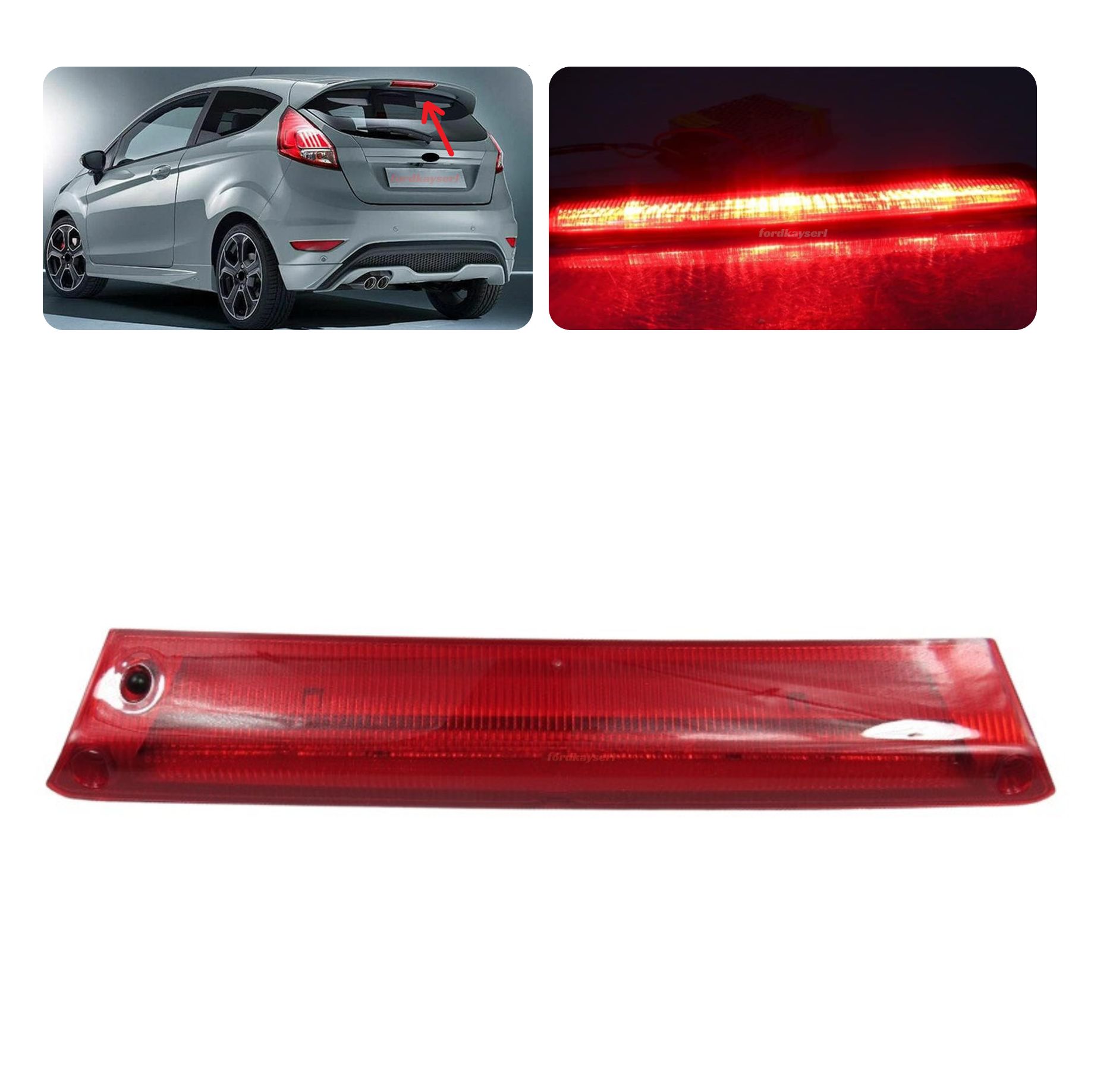 Ford Fiesta Arka Stop Lambası (Bagaj Üstü) LED Kırmızı 2008-2018