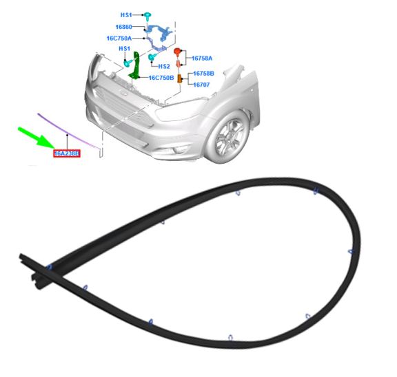 Ford Courier Kaput Orta Fitili  [Eski Model Tip] 2014-2018