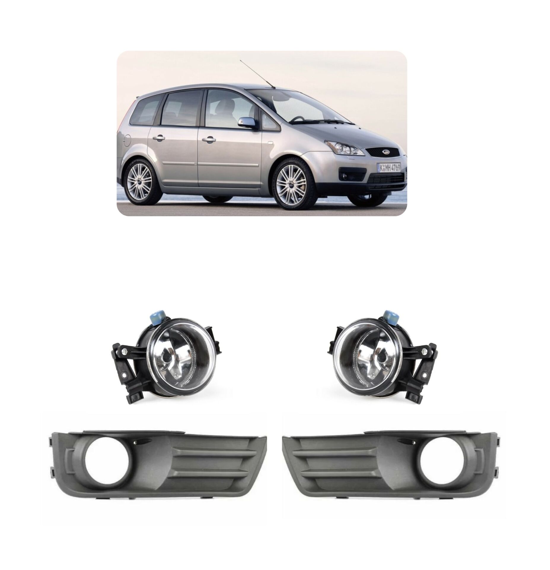 Ford C-max Sis Far Çerçevesi ve Sis Kiti Ampullü Sağ Sol 2003-2007
