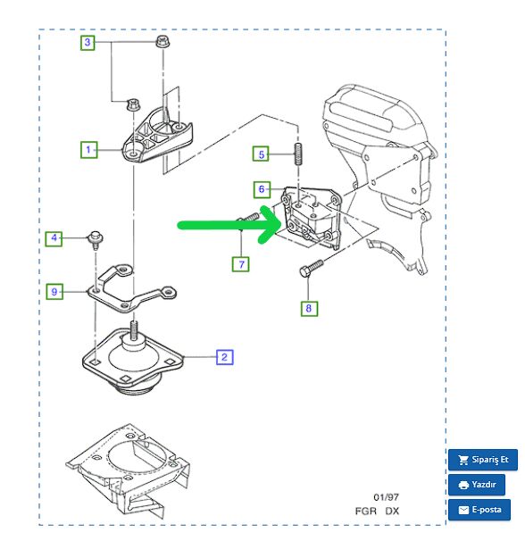 Ford Fiesta Motor Takoz Bağlantı Braketi Sağ Yan 96MM 6F001 AF