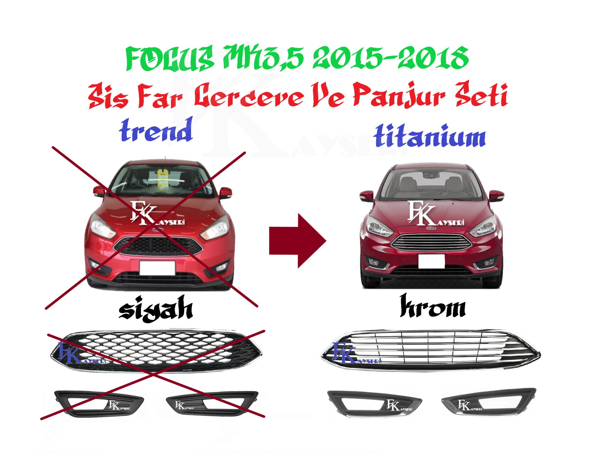 Ford Focus Titanium Ön Tampon Panjuru Ve Sis Far Çerçevesi 2015- Sonrası