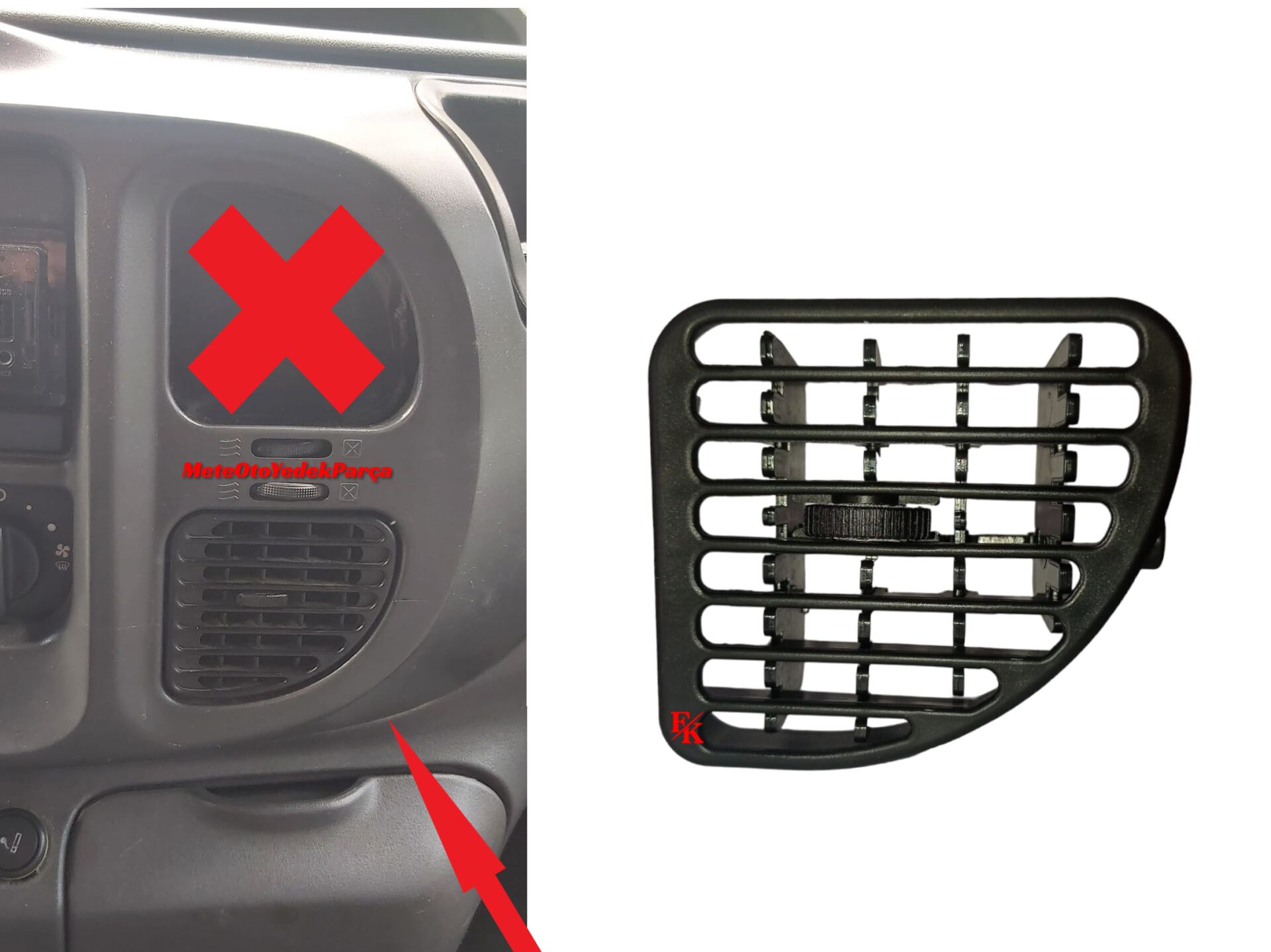 Ford Transit Kalorifer Hava Üfleyici Izgarası Tek Orta Alt 2001-2006