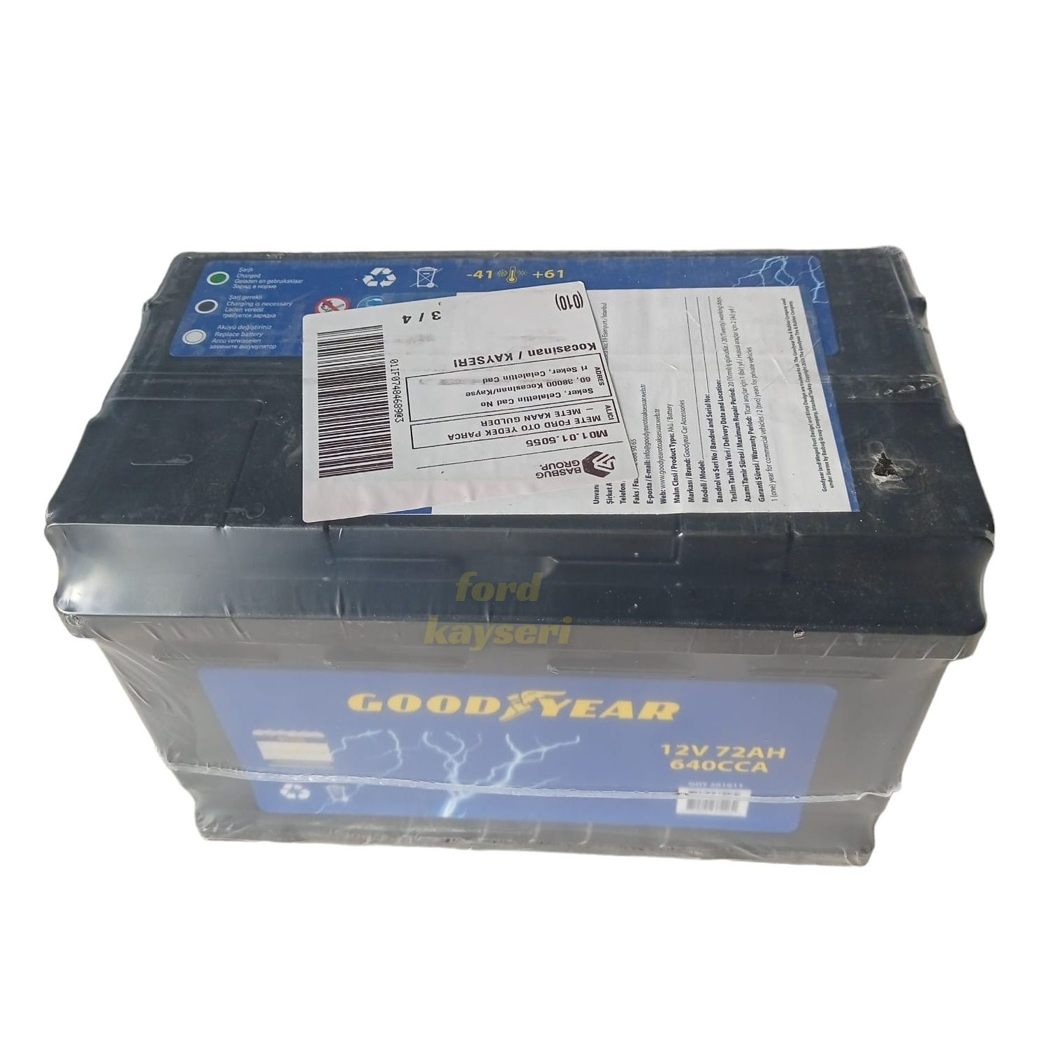 Goodyear Akü 72 Amper 12V Düz L3B Sulu (640CCA) Soğuk Marş 17X27X17