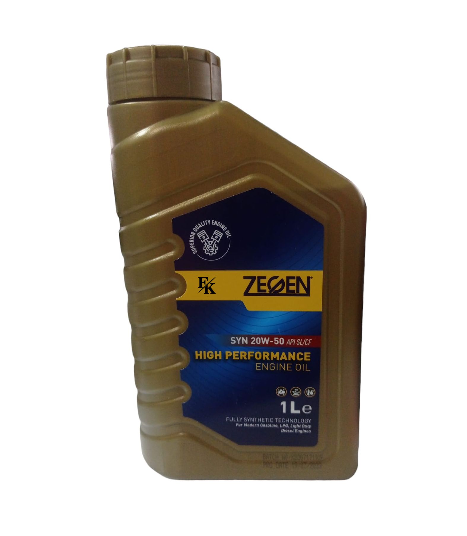 Zegen 20W-50 Motor Yağı Tam Sentetik 1LT API SL/CF