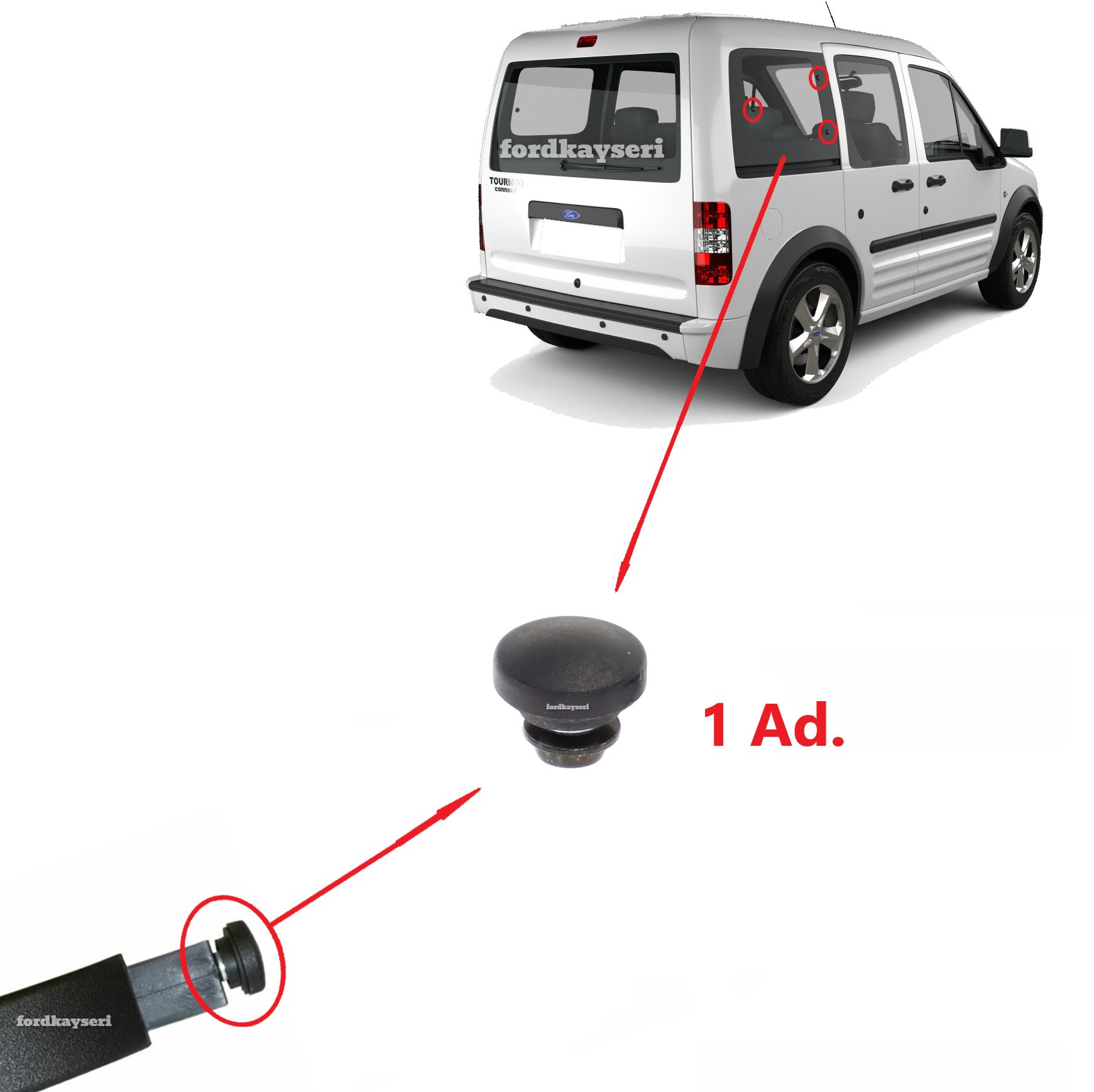 Ford Connect Arka Kelebek Cam Mandal Civatası 1 Adet