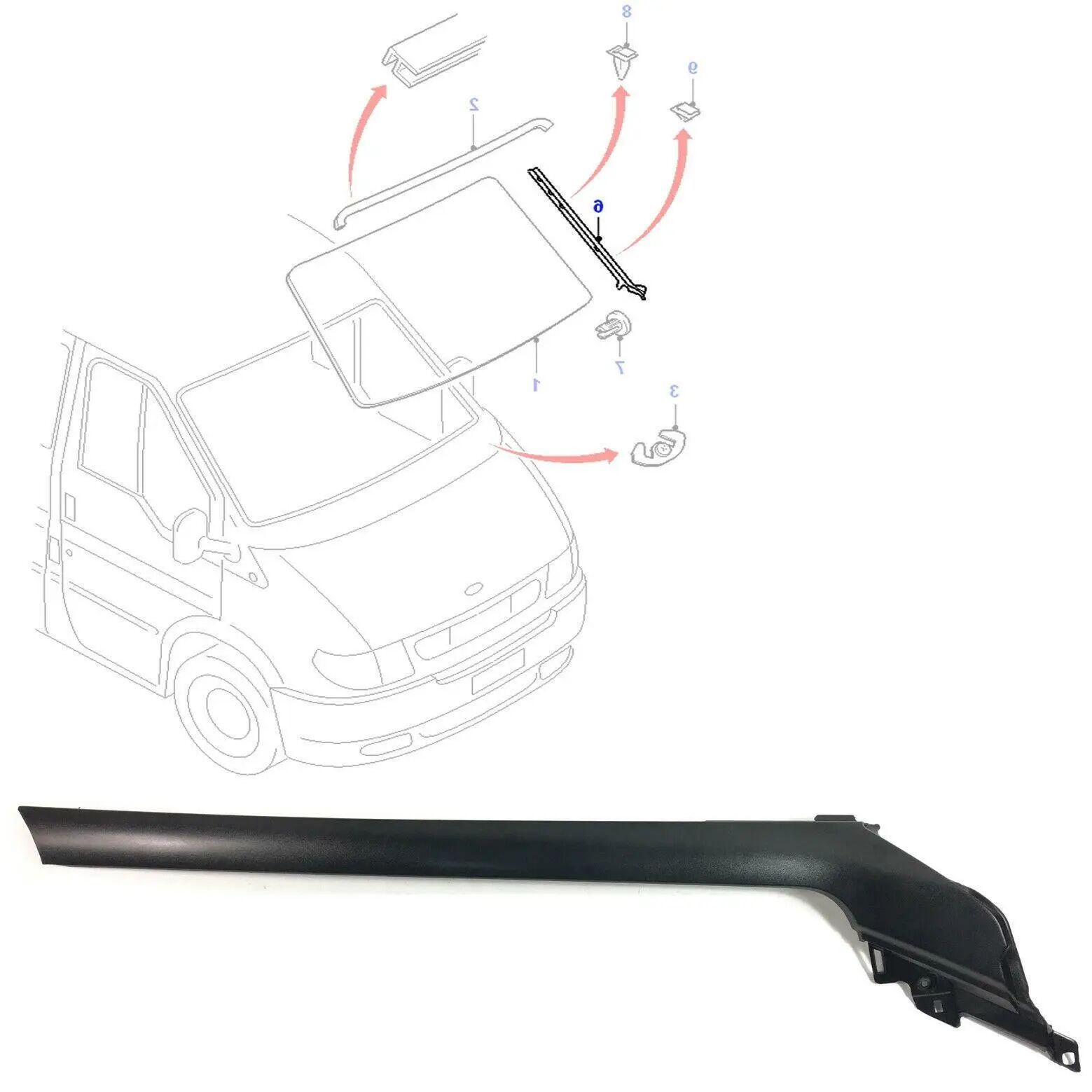Ford Transit V-184 Ön Cam Dış Direk Plastiği Sol 2001-2006