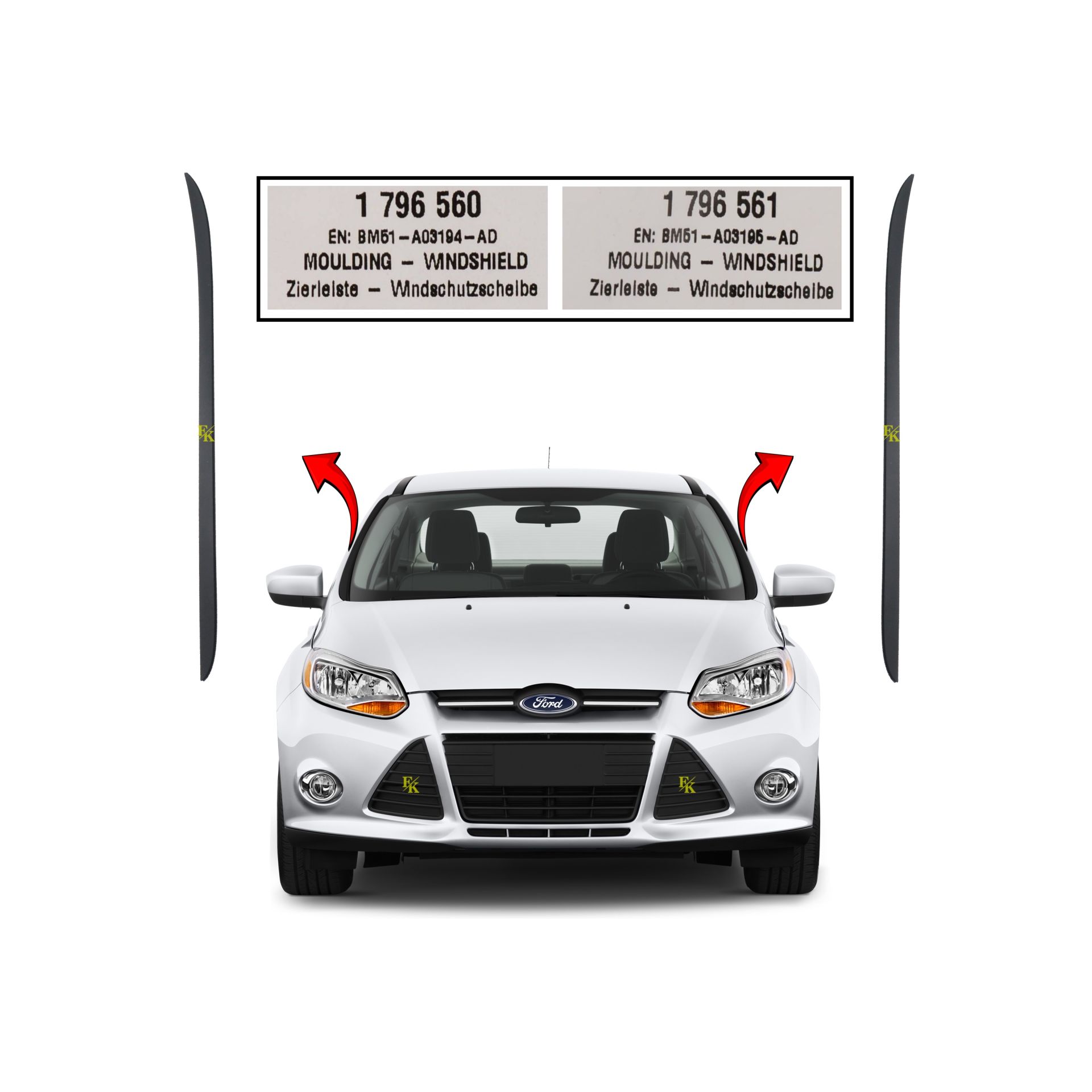 Ford Focus Ön Cam Fitil Takımı Dış Kenar Direk Lastiği Sol Sağ [2011--2018]