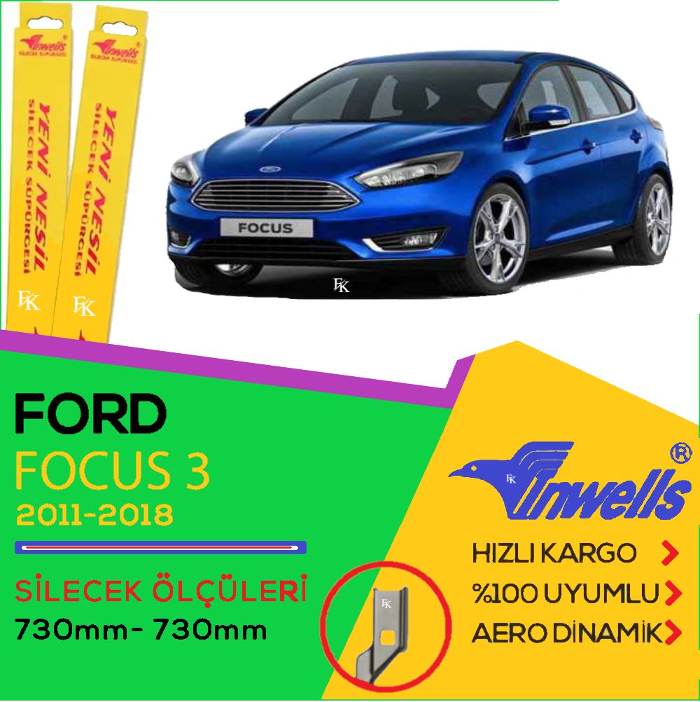 Focus 3 Ön Silecek Süpürge Takımı 2 Adet İnwells 2011- 73cm-73cm