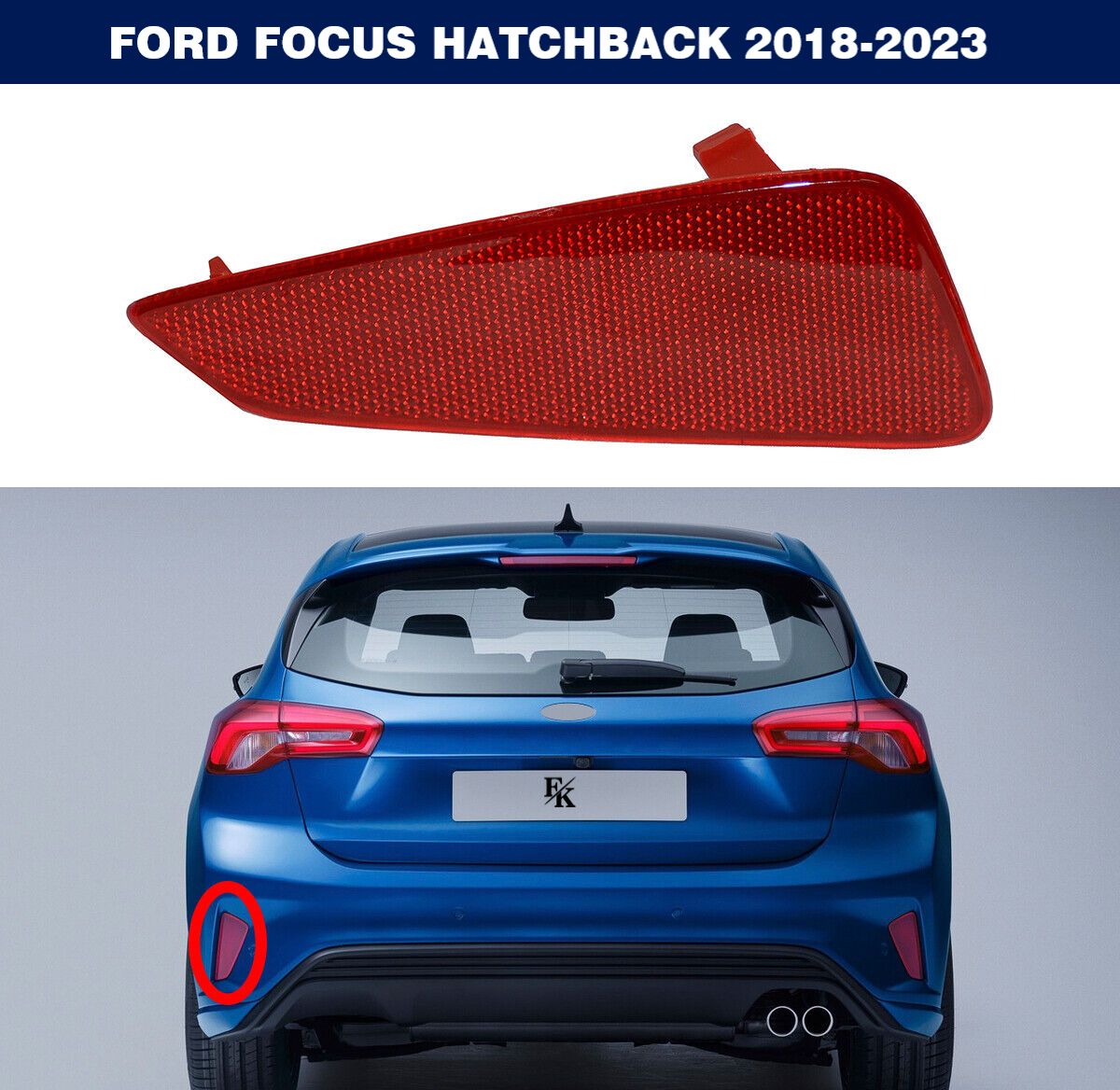 Ford Focus 4 Arka Tampon Reflektörü (Lens) Hatchback Sol 2018-2023