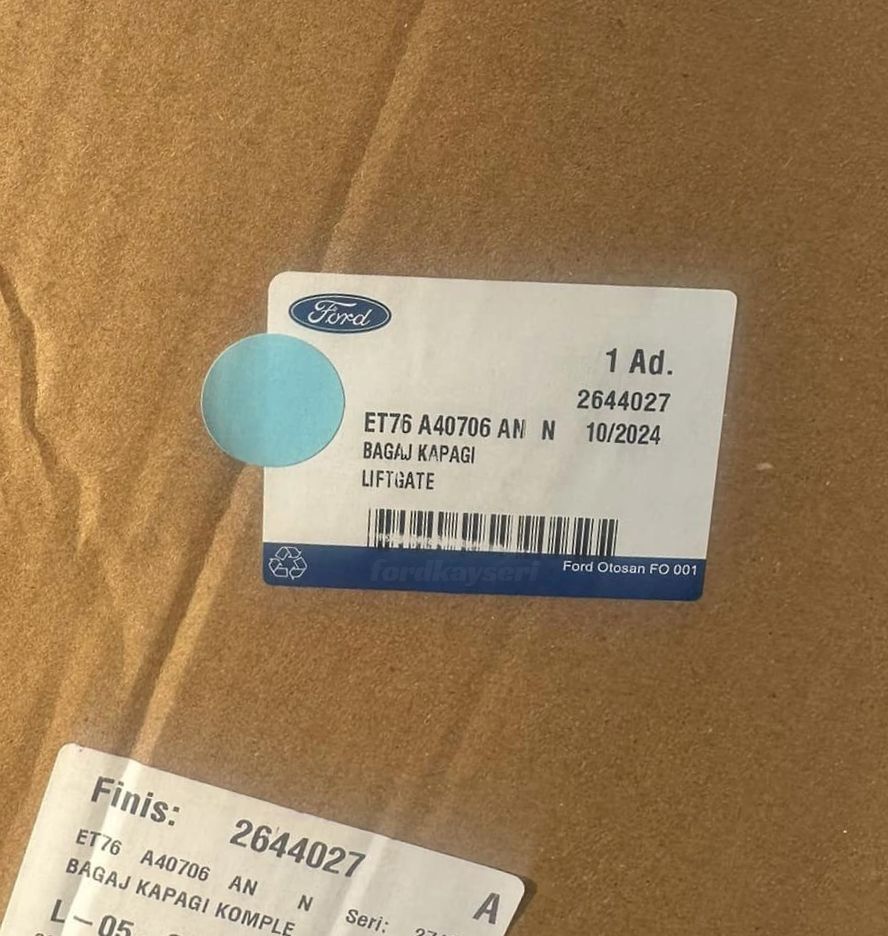 Ford Courier Bagaj Kapağı Orjinal Servis Ürünü Otosan