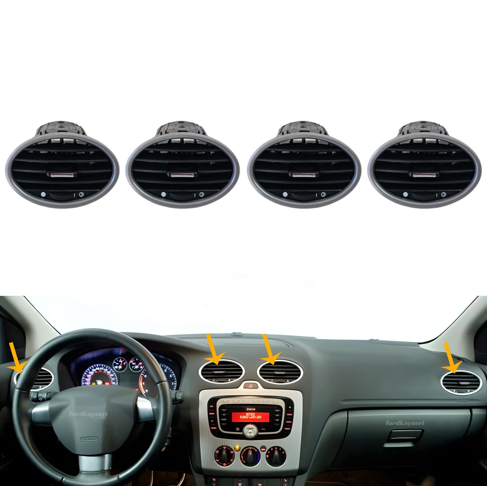 Ford Focus 2 Kalorifer Üfleyici Izgara Takımı Krom  4 Adet 2006-2010